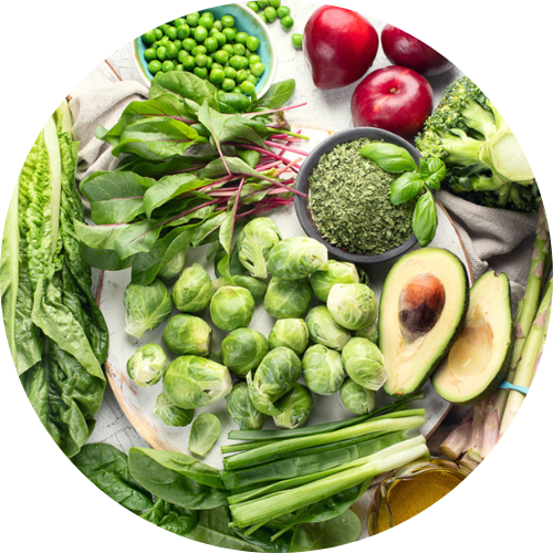 Vegetais verdes que ilustram a vitamina K2